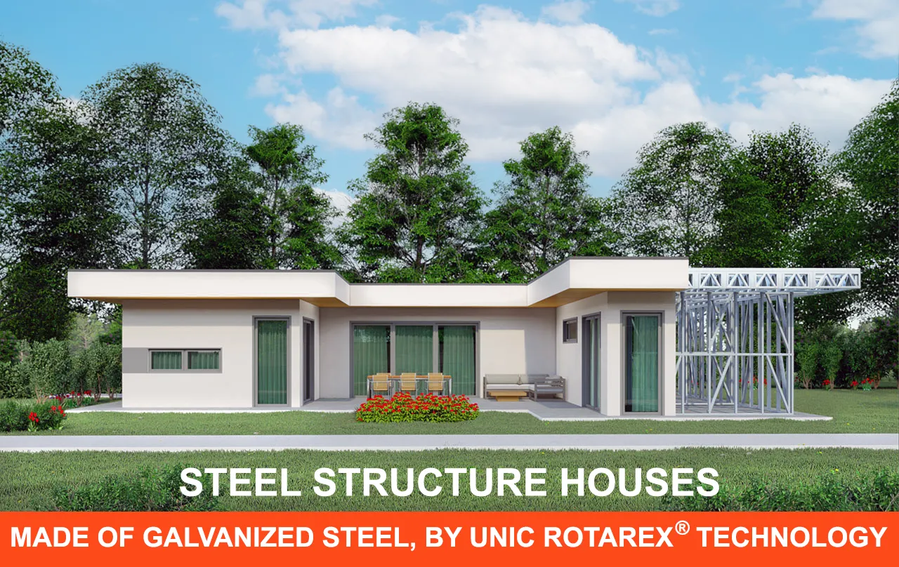 Steel structure houses made by Unic Rotarex® technology